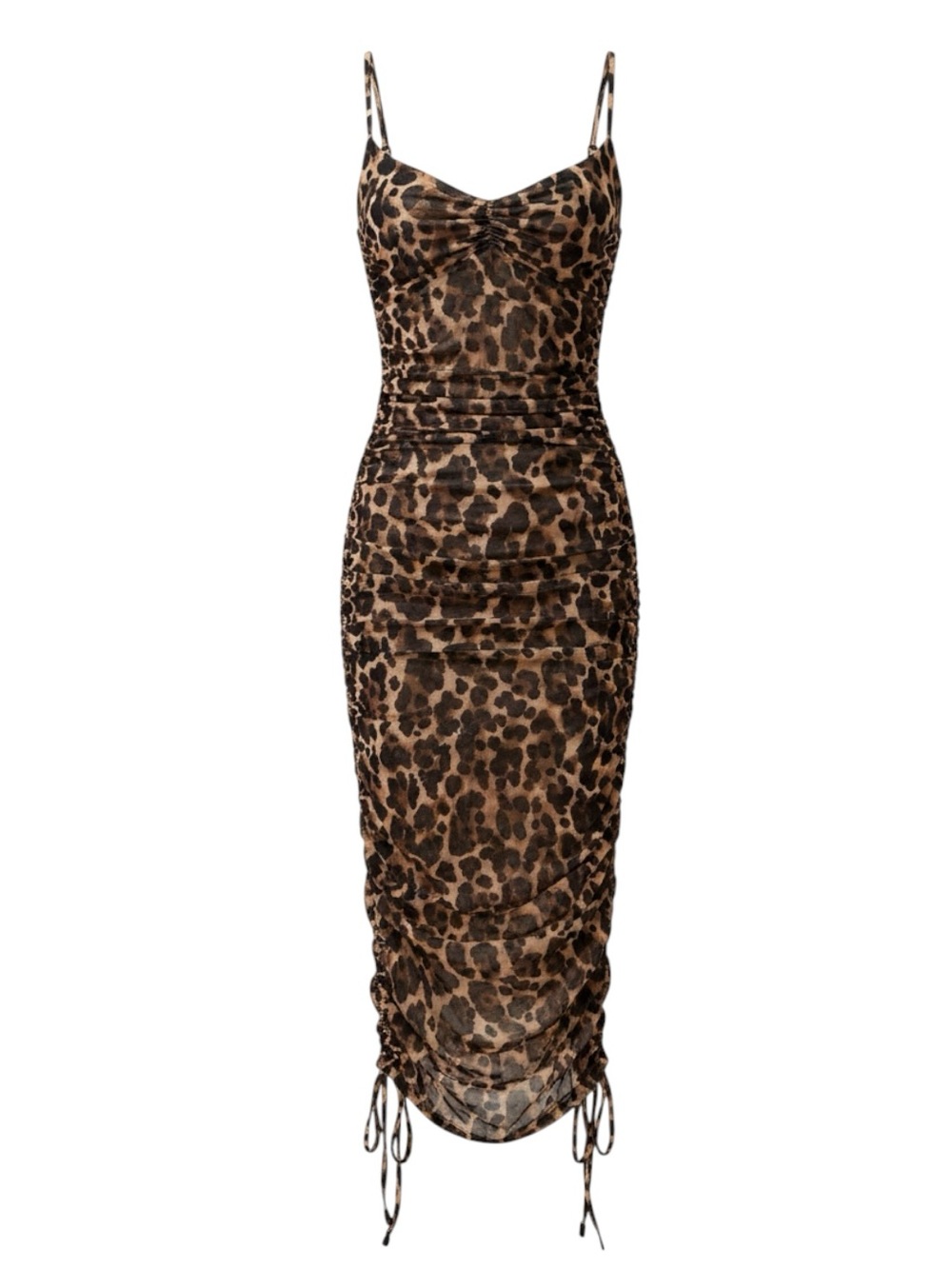 * “Bar III Leopard Ruched Bodycon Sheer Dress Size XS
